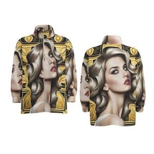 kokorepublic Print Unisex Stand Collar Zipped Jacket